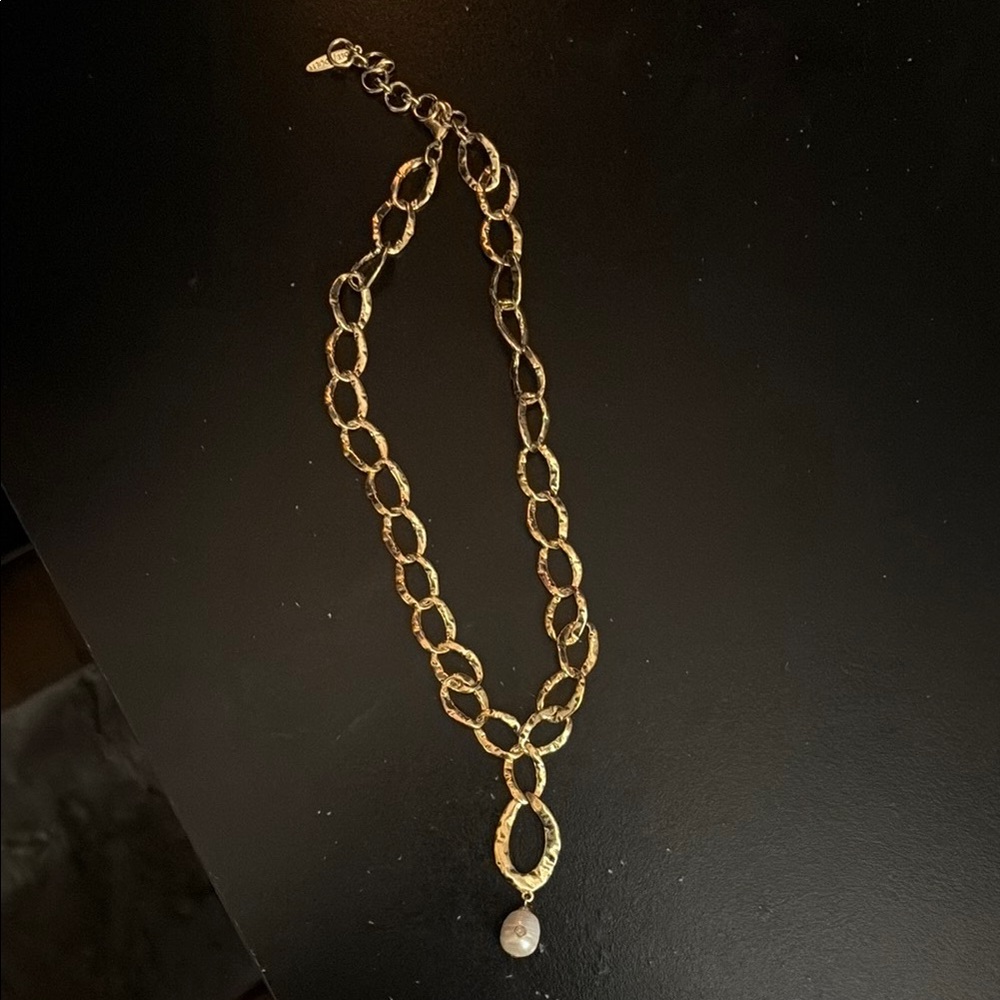 Sole Society Gold Chain Necklace with Pearl Pendant